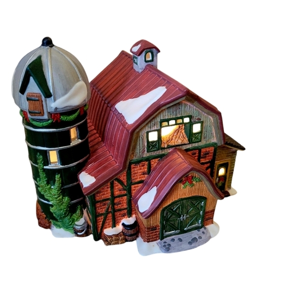 Heartland Valley Village Red Barn Silo Limited Edition Porcelain Lighted House - Picture 2 of 7